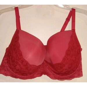 Youmita 34DDD Full Coverage Floral‎ Lace Overlay RED Bra